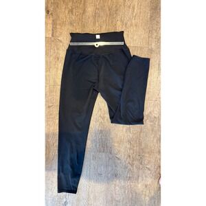 Vuori Womens High Rise Ribbed Waistband Leggings Black Activewear Yoga Pants